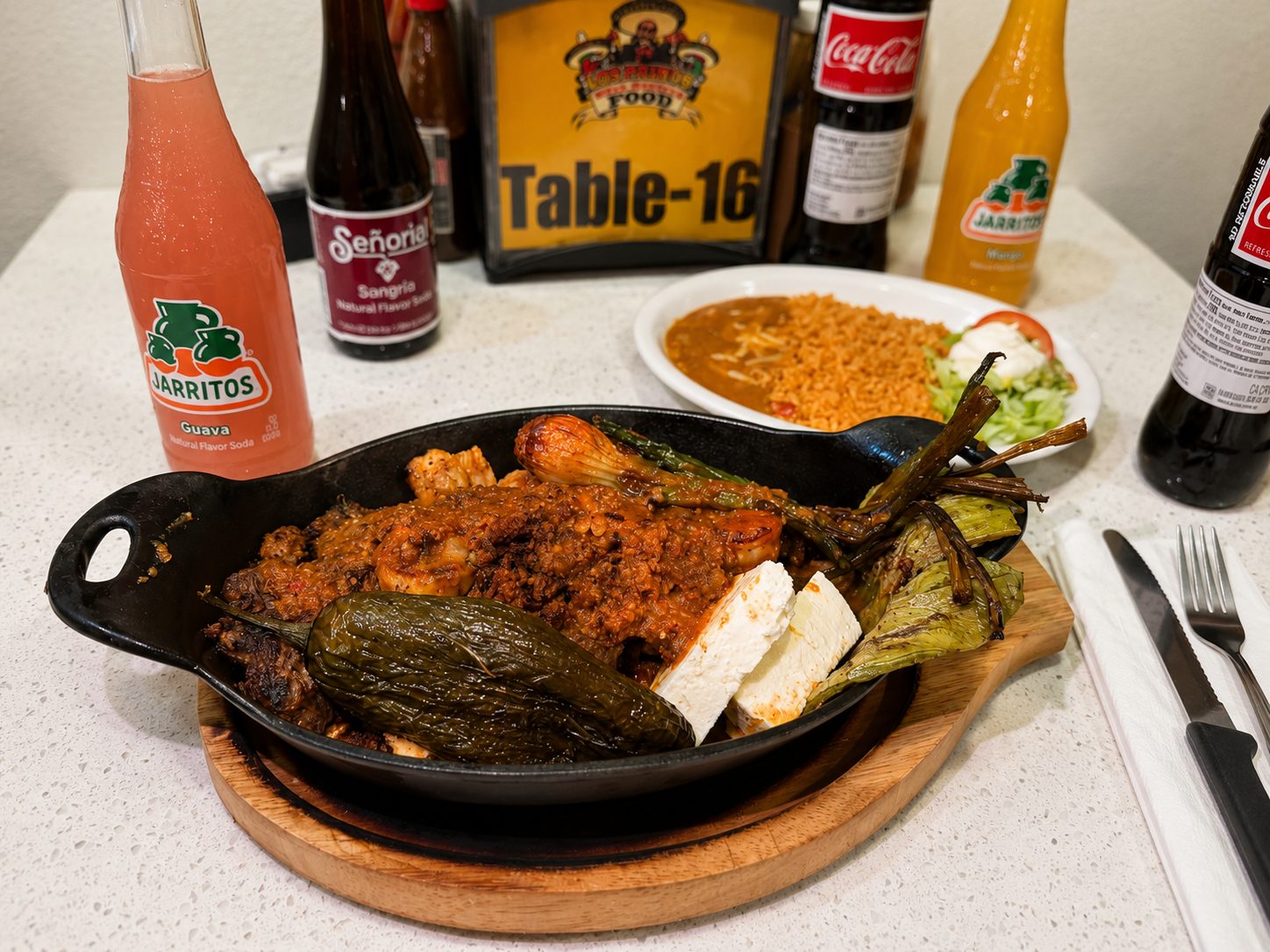 Sizzling seafood and steak mariscada skillet